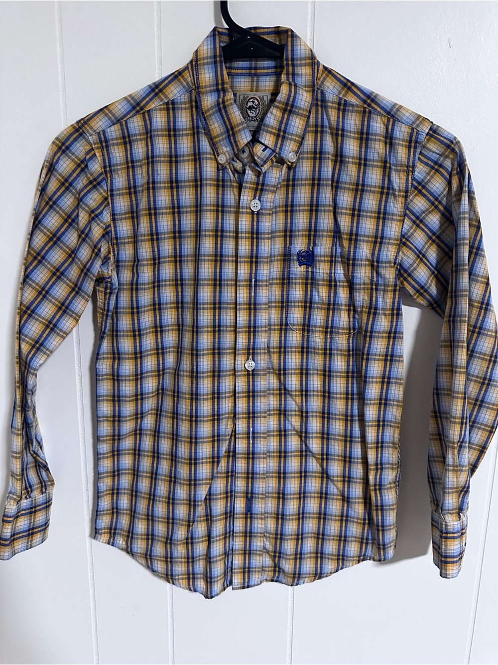 Cinch Blue and Yellow Plaid Button-Down Shirt